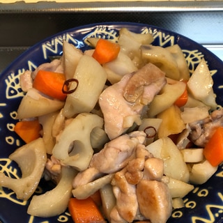 ほのかな甘み♪鶏肉とレンコンのハニー麺つゆ煮^_^